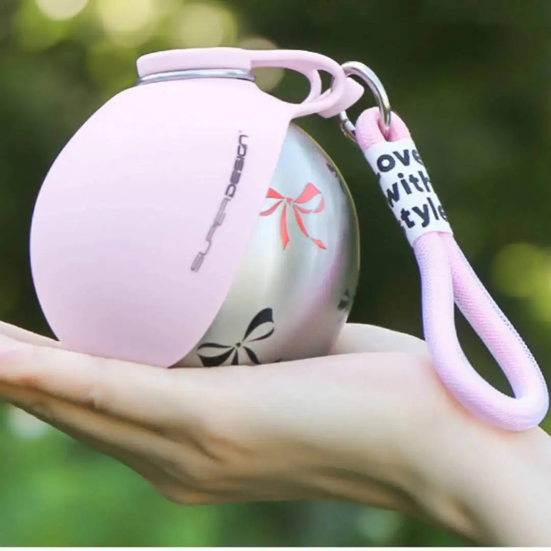 Portable Stainless Steel Dog Water Bottle with Silicone Bowl