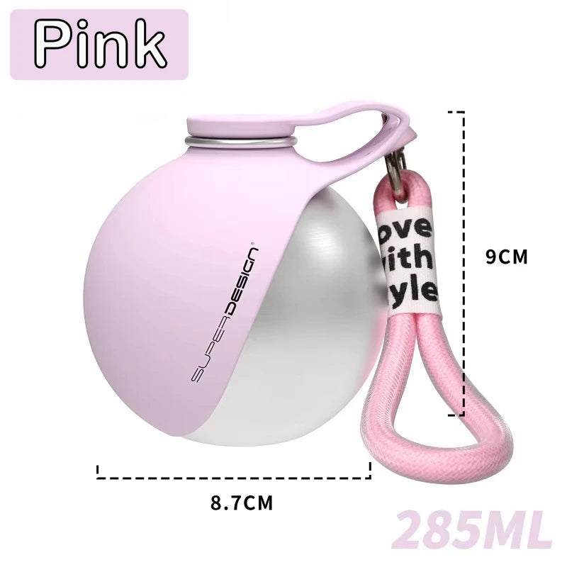 Portable Stainless Steel Dog Water Bottle with Silicone Bowl