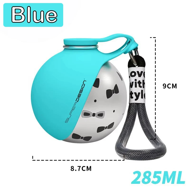 Portable Stainless Steel Dog Water Bottle with Silicone Bowl