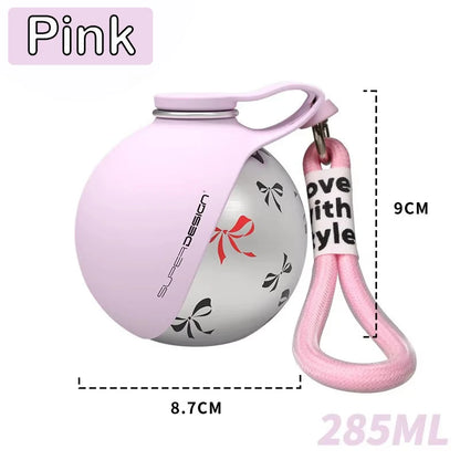Portable Stainless Steel Dog Water Bottle with Silicone Bowl
