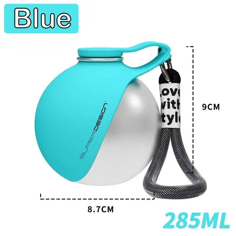 Portable Stainless Steel Dog Water Bottle with Silicone Bowl